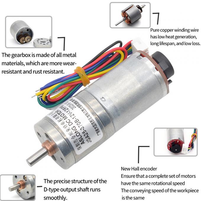 6v 12v 25mm Brushed DC Gear Motor Encoder JGA25-370B Μεγάλη ροπή 25mm Brushed DC Gear Motor 17